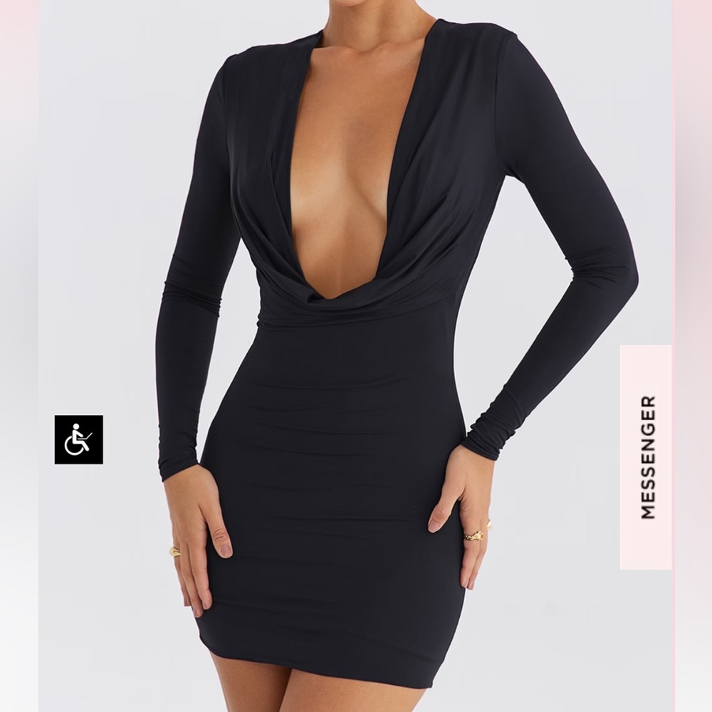 MISTRESS ROCKS BLACK DRAPED MINI DRESS